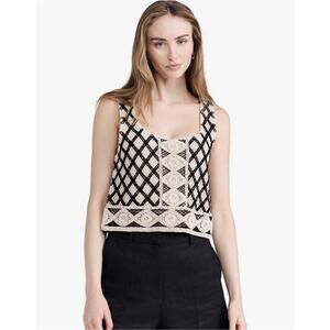 Z Supply Calle Crochet Tank Top Size Medium White Black Sleeveless Cotton